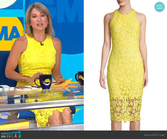 Alexia Admor Floral Lace Midi Dress worn by Amy Robach on Good Morning America