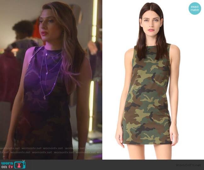 Alice + Olivia Clyde Aline Camo Shift Dress worn by Nomi Segal (Emily Arlook) on Grown-ish
