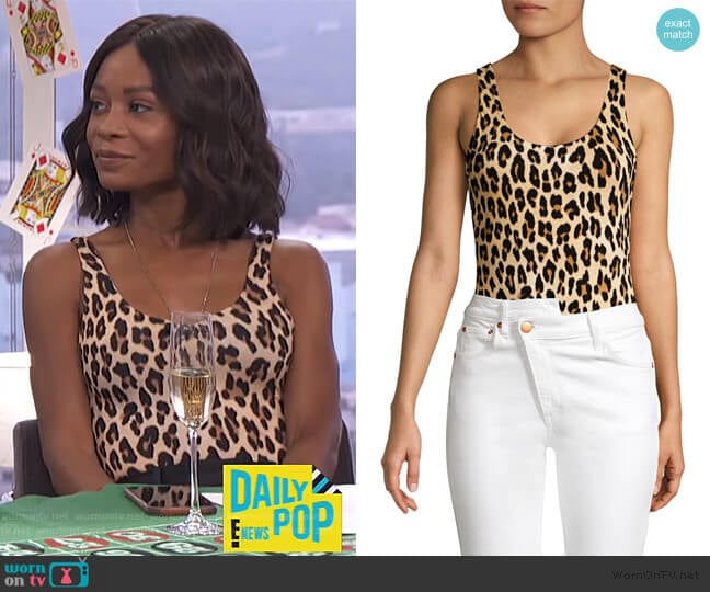 Alice + Olivia Arona Leopard Print Bodysuit worn by Zuri Hall on E! News