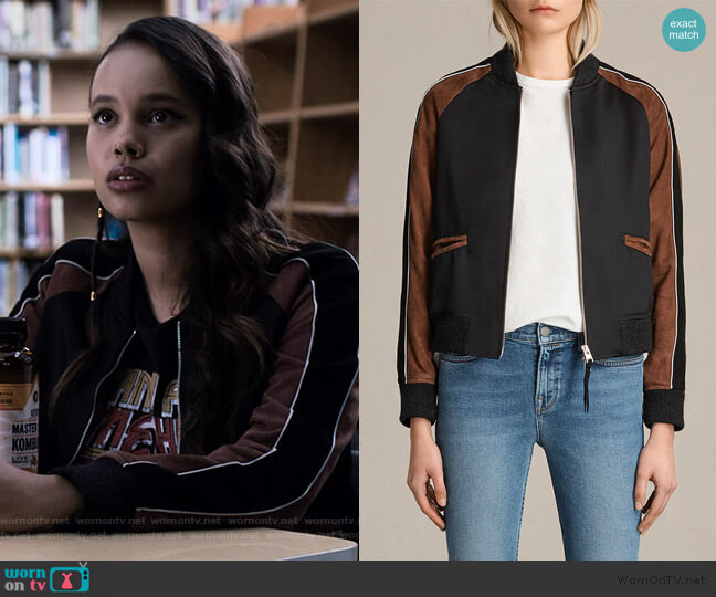 All Saints Atley Bomber Jacket worn by Jessica Davis (Alisha Boe) on 13 Reasons Why