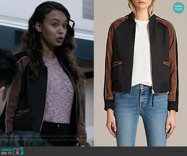 All Saints Atley Bomber Jacket worn by Jessica Davis (Alisha Boe) on 13 Reasons Why