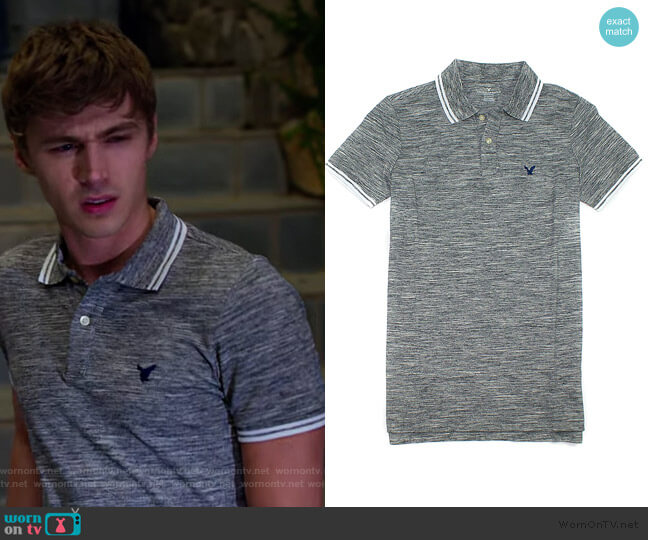 American Eagle Classic Fit Pique Polo worn by Alex Standall (Miles Heizer) on 13 Reasons Why