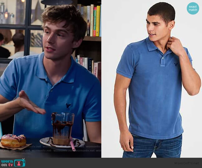 American Eagle Pique Logo Polo worn by Alex Standall (Miles Heizer) on 13 Reasons Why
