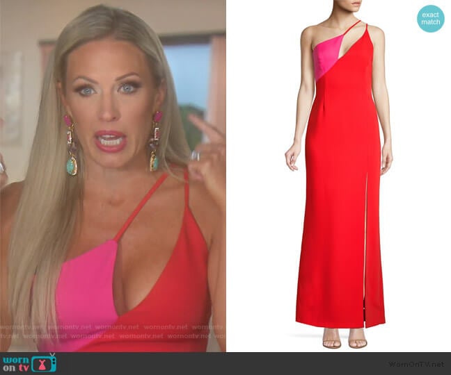 BCBGMAXAZRIA Cut Out Colorblock Gown worn by Braunwyn Windham-Burke on The Real Housewives of Orange County