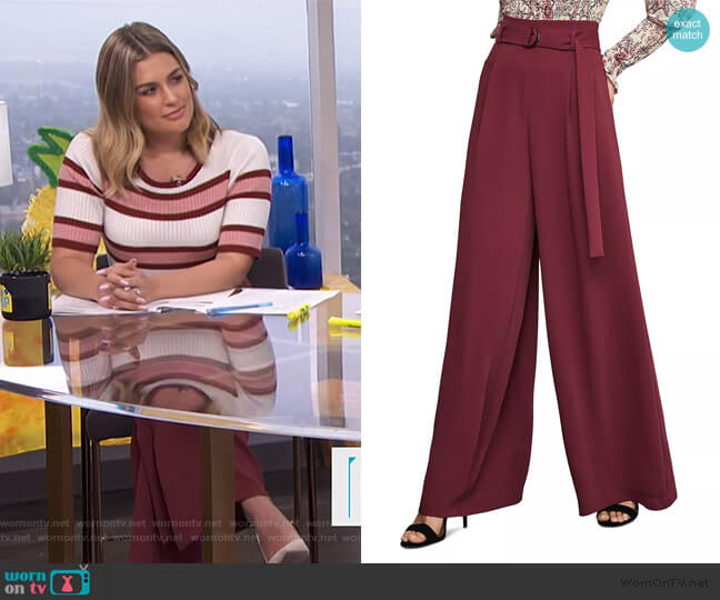 BCBGMAXAZRIA Wide-Leg Satin Pants worn by Carissa Loethen Culiner on E! News