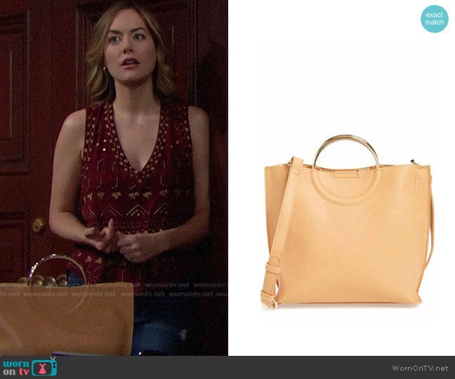 BP Metal Handle Faux Leather Crossbody Bag worn by Hope Logan (Annika Noelle) on The Bold and the Beautiful