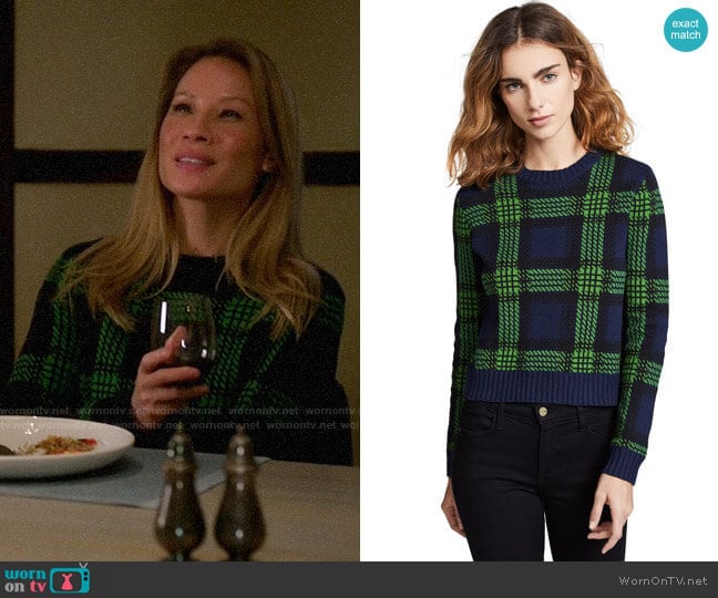 Bop Basics Tartan Plaid Sweater worn by Joan Watson (Lucy Liu) on Elementary
