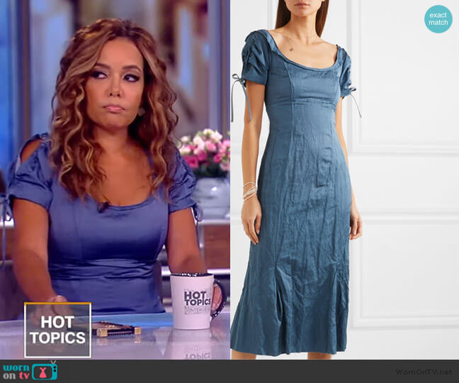 Brock Collection Ruched crinkled matte-satin midi dress worn by Sunny Hostin on The View