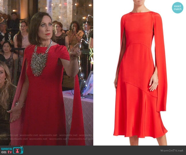 Calvin Klein 205W39NYC Silk Cape-Sleeve Midi Dress worn by Diana Trout (Miriam Shor) on Younger