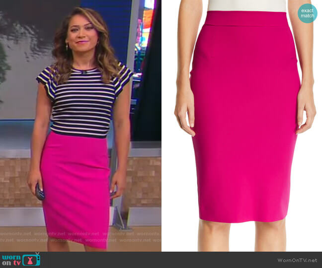 Chiara Boni La Petite Robe Lumi Pencil Skirt worn by Ginger Zee on Good Morning America