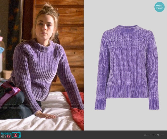 Whistles Cropped Chenille Sweater worn by Ainsley Howard (Rebecca Rittenhouse) on Four Weddings and a Funeral