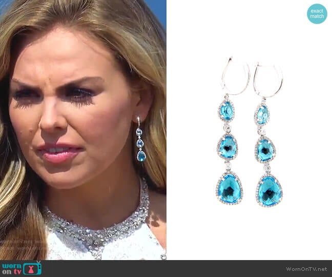 Dilamani Swiss Blue Topaz & Diamond Drop Earring worn by Hannah Brown on The Bachelorette
