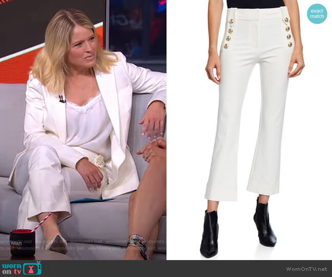 Derek Lam 10 Crosby Robertson Cropped Flare Trousers with Sailor Buttons worn by Sara Haines on Good Morning America