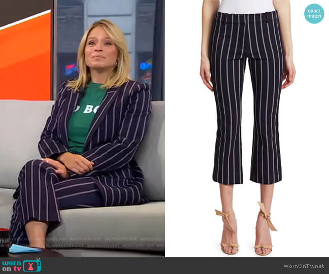 Derek Lam 10 Crosby Striped Crop Flare Pants worn by Sara Haines on Good Morning America