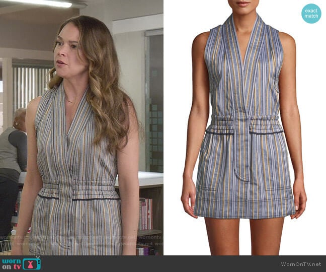 Derek Lam 10 Crosby Striped Sleeveless Vest Mini Dress worn by Liza Miller (Sutton Foster) on Younger
