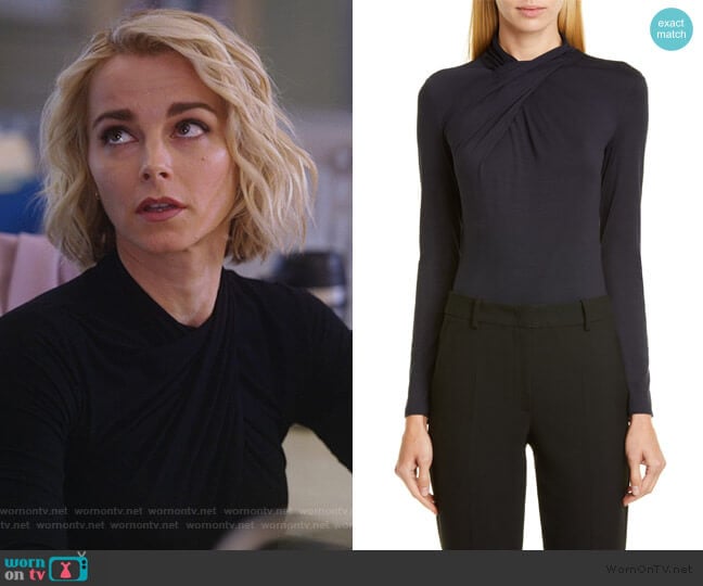 Emporio Armani Drape Neck Jersey Top worn by Lizzie Needham (Bojana Novakovic) on Instinct