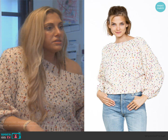 En Creme Confetti Sweater worn by Gina Kirschenheiter on The Real Housewives of Orange County