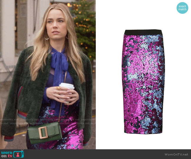 Essential Antwerp Sequined Pencil Skirt worn by Ainsley Howard (Rebecca Rittenhouse) on Four Weddings and a Funeral