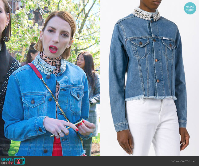 Forte Dei Marmi Couture embellished collar denim jacket worn by Lauren (Molly Bernard) on Younger