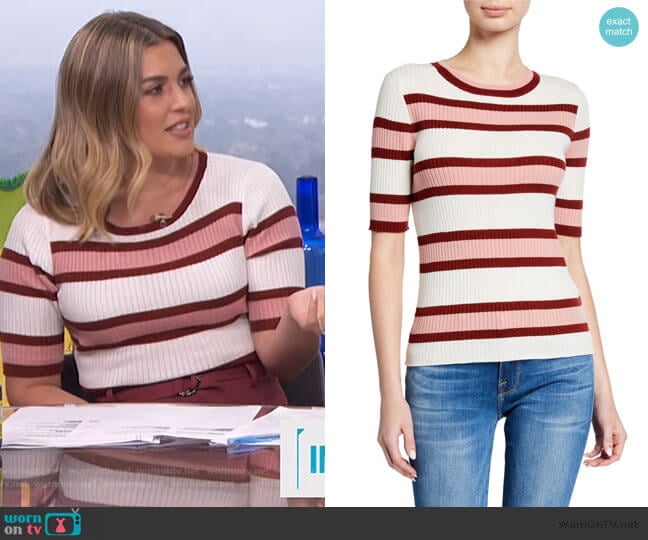 Frame Panel Stripe Short Sleeve worn by Carissa Loethen Culiner on E! News