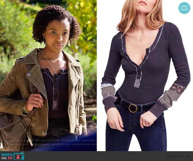 Free People Railroad Henley Top by Free People We the Free worn by Ani (Grace Saif) on 13 Reasons Why