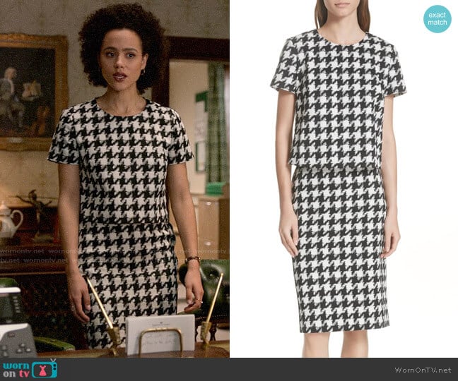 Hugo Boss Clady Houndstooth Top worn by Maya (Nathalie Emmanuel) on Four Weddings and a Funeral