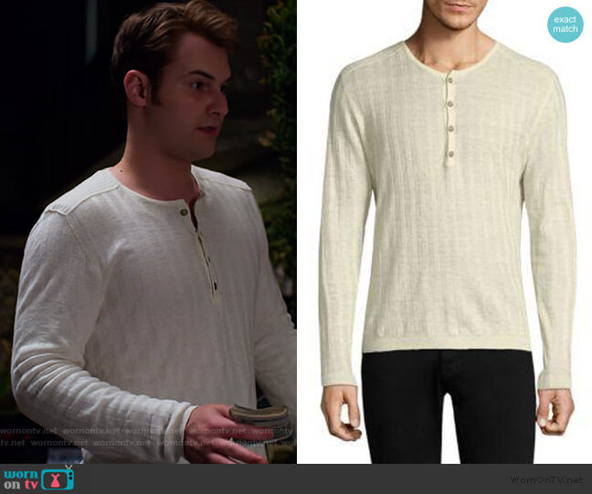 John Varvatos Long Sleeve Ribbed Henley