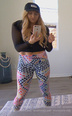 Gina’s geometric print leggings on The Real Housewives of Orange County