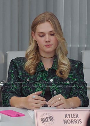 Kyler’s animal print jacket and pants on BH90210