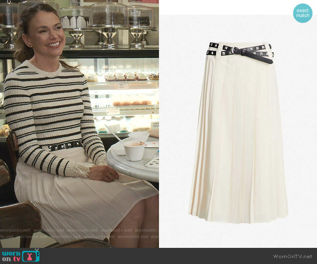 Les Coyotes de Paris Ines Pleated Belted Midi-Skirt worn by Liza Miller (Sutton Foster) on Younger