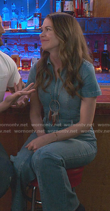 Liza’s denim jumpsuit on Younger