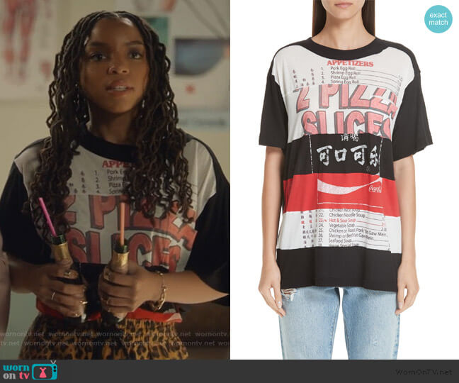 Marc Jacobs Patchwork Print Tee worn by Jazlyn Forster (Chloe Bailey) on Grown-ish