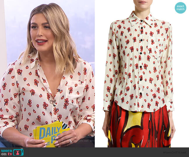 Marni Peace-Print Silk Button-Front Blouse worn by Carissa Loethen Culiner on E! News