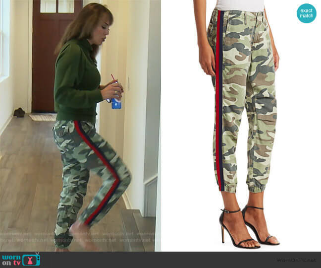 Mother The Misfit Side-Stripe Camo Pants worn by Kelly Dodd on The Real Housewives of Orange County