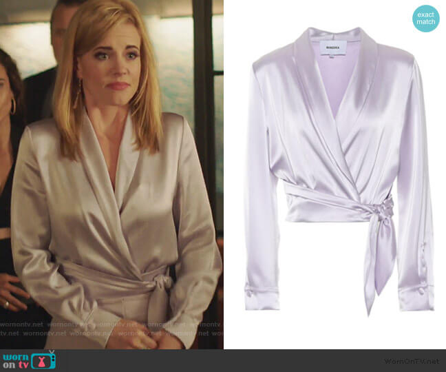 Nanushka Salome Satin Top worn by Kelly Anne Van Awken (Molly Burnett) on Queen of the South