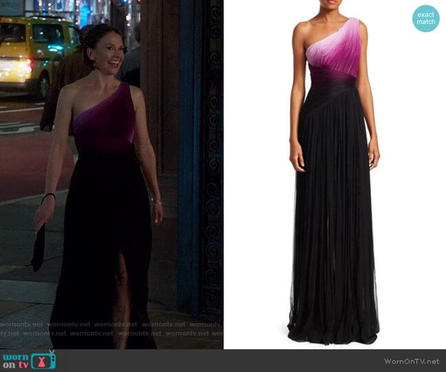 Pamella Roland One-Shoulder Ombre Gown worn by Liza Miller (Sutton Foster) on Younger
