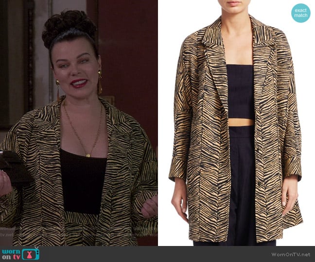 Rachel Comey Baby Zebra Jacquard Cocoon Coat worn by Maggie (Debi Mazar) on Younger