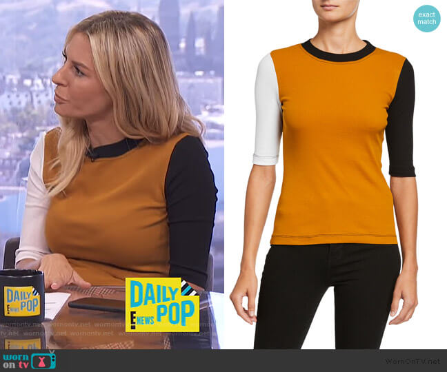 Rosetta Getty Colorblocked Cotton Half Sleeve Shirt worn by Morgan Stewart on E! News