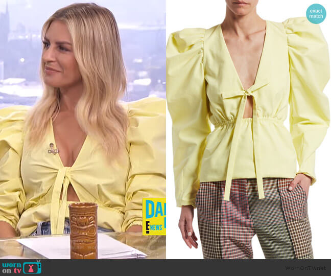 Rosie Assoulin Victorian Puff-Sleeve Top worn by Morgan Stewart on E! News