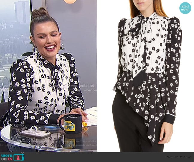 Self Portrait Daisy Print Asymmetrical Top worn by Carissa Loethen Culiner on E! News