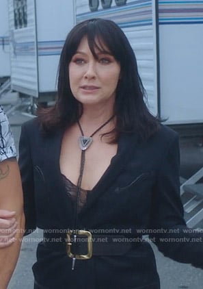 Shannen’s black blazer dress on BH90210