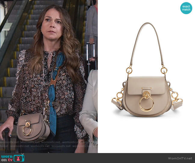 Chloe Small Tess Calfskin Leather Shoulder Bag worn by Liza Miller (Sutton Foster) on Younger