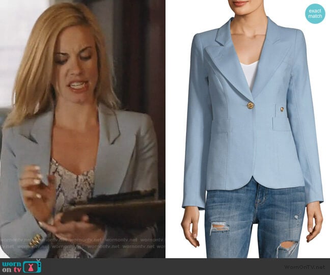 Smythe Duchess Wool Blazer in Cloud worn by Kelly Anne Van Awken (Molly Burnett) on Queen of the South