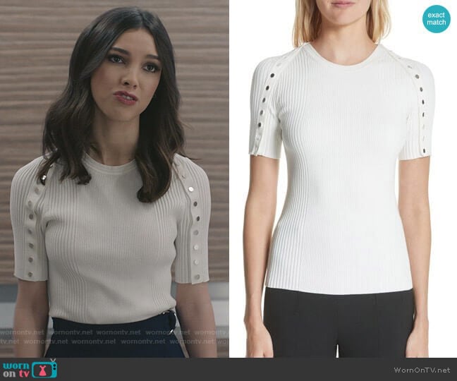 Alexander Wang Snap Sleeve Top worn by Alicia Mendoza (Denyse Tontz) on Grand Hotel
