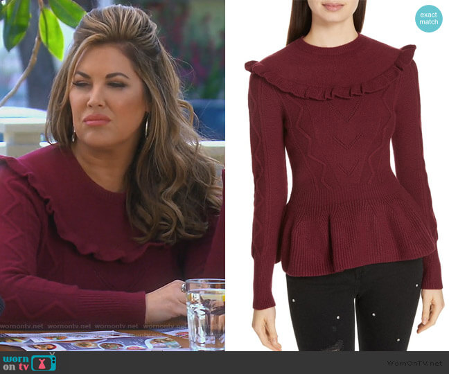Ted Baker Elsahi Yoke Detail Peplum Sweater worn by Emily Simpson on The Real Housewives of Orange County