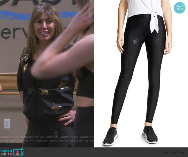 Terez Star Foil Printed Tall Band Leggings worn by Kelly Dodd on The Real Housewives of Orange County