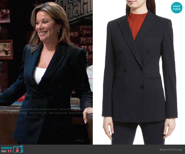 Theory Pinstripe Power Blazer worn by Alexis Davis (Nancy Lee Grahn) on General Hospital