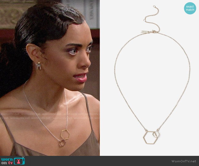 Topshop Hexagon Link Ditsy Necklace worn by Zoe (Kiara Barnes) on The Bold and the Beautiful