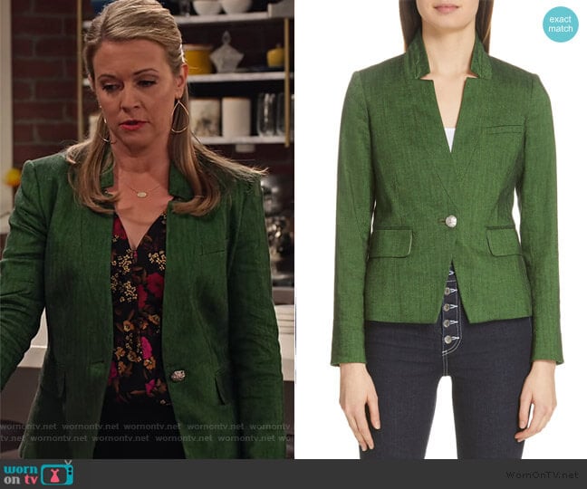 Veronica Beard Farley Linen Blend Dickey Jacket worn by Liz (Melissa Joan Hart) on No Good Nick