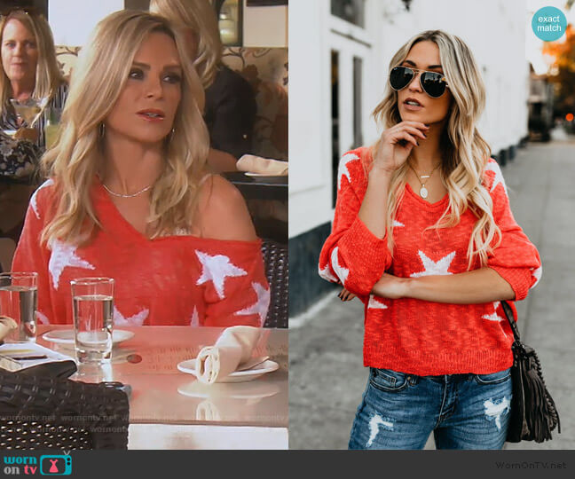 Vici Lucky Stars Sweater worn by Tamra Judge on The Real Housewives of Orange County